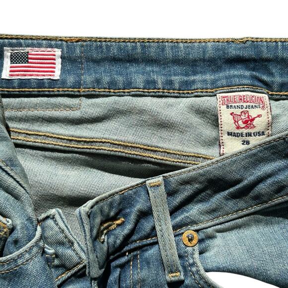 True Religion Trisha Bootcut Jeans Womens 26 Blue Low Rise Y2k Western Grunge - Picture 13 of 16